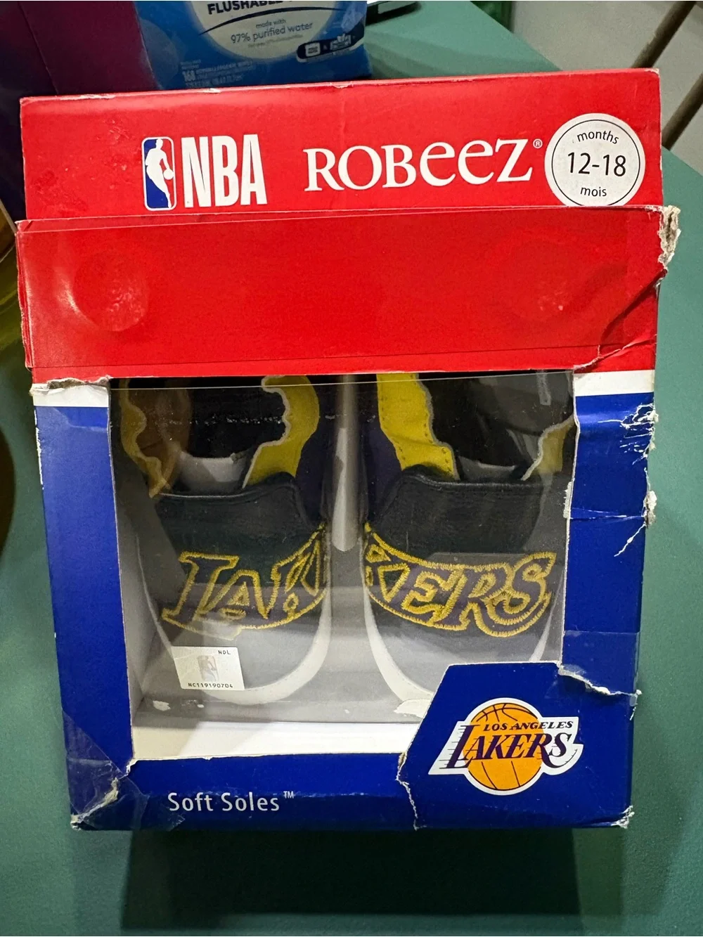 NIB Robeez LA Lakers Leather Baby Shoes (12-18 Mos) Like New